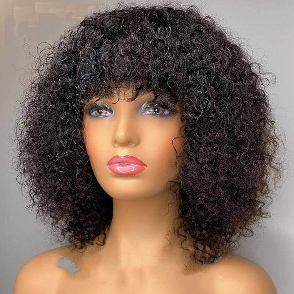 Women's Black Short Curly Hair Wig (African Style)