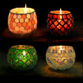 Votive Candle Holder Tea Lights - Glass Candle Holders Mosaic Tealight Candle Holder Candle Jar Cup for Wedding Centerpiece Party Table Decorations Valentines Day Decor